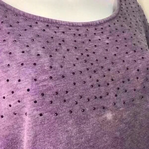 Purple long sleeve top with black rhinestones